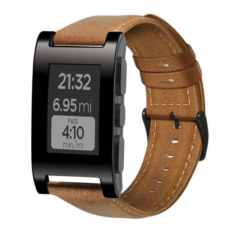 Oil Wax Genuine Leather Watch Band, For Amazfit 2 Stratos, For Ticwatch Pro / E2 / S2, For Pebble Gen 1, For Pebble Time