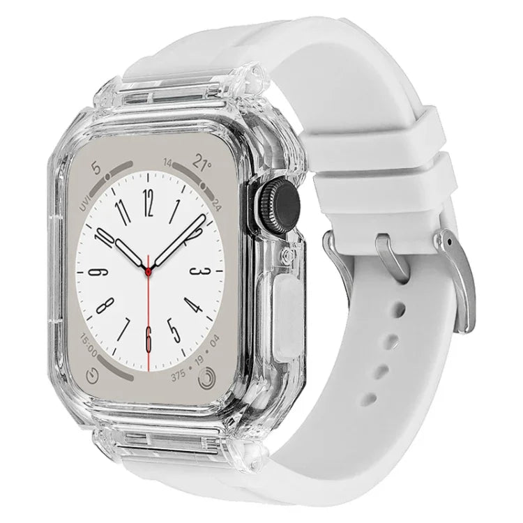 Kristallklares Polycarbonat-Gehäuse mit Silikonarmband, für Apple Watch Series 8 &amp; 7 (45 mm)