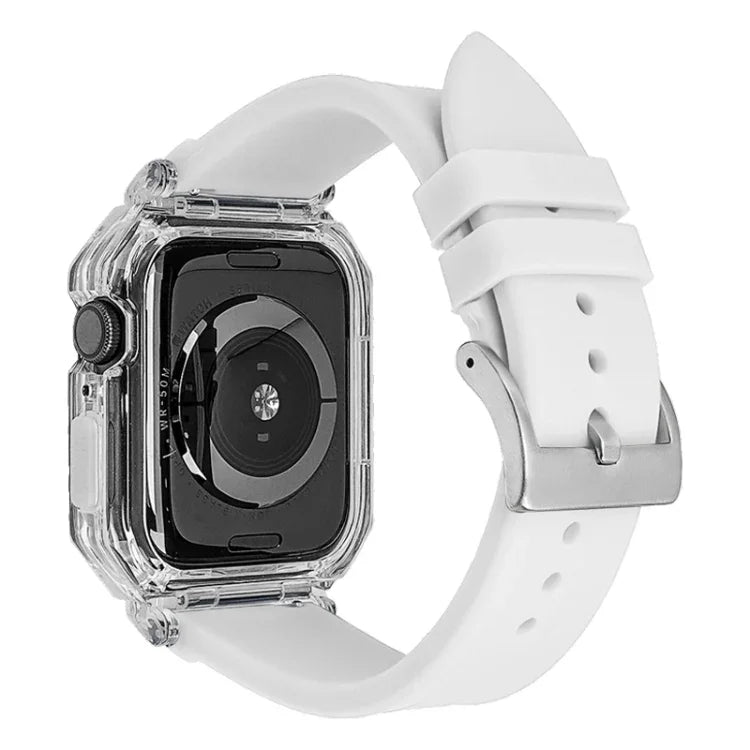 Kristallklares Polycarbonat-Gehäuse mit Silikonarmband, für Apple Watch Series 8 &amp; 7 (45 mm)