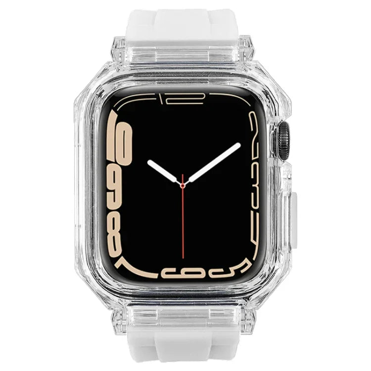 Kristallklares Polycarbonat-Gehäuse mit Silikonarmband, für Apple Watch Series 8 &amp; 7 (45 mm)