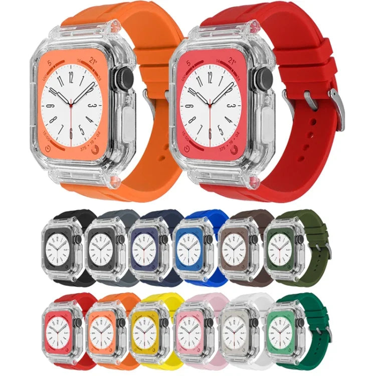 Kristallklares Polycarbonat-Gehäuse mit Silikonarmband, für Apple Watch Series 8 &amp; 7 (45 mm)