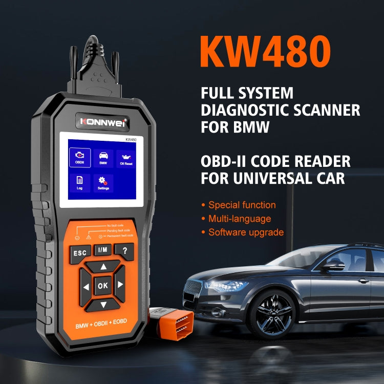 KONNWE KW480 2.8 inch Color Screen OBD2 Car Fault Detector, For BMW