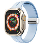 Magnetic Fold Clasp Silicone Watch Band, For Apple Watch Series 8&7 45mm, For Apple Watch Series 8&7 41mm