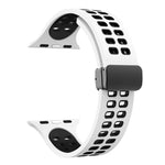 Silikonarmband mit Magnetverschluss und quadratischen Löchern, passend für Apple Watch Series 8 &amp; 7 (45 mm und 41 mm).