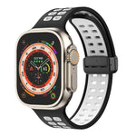 Silikonarmband mit Magnetverschluss und quadratischen Löchern, passend für Apple Watch Series 8 &amp; 7 (45 mm und 41 mm).