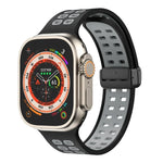 Silikonarmband mit Magnetverschluss und quadratischen Löchern, passend für Apple Watch Series 8 &amp; 7 (45 mm und 41 mm).