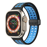 Silikonarmband mit Magnetverschluss und quadratischen Löchern, passend für Apple Watch Series 8 &amp; 7 (45 mm und 41 mm).