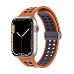 Silikonarmband mit Magnetverschluss und quadratischen Löchern, passend für Apple Watch Series 8 &amp; 7 (45 mm und 41 mm).