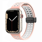 Silikonarmband mit Magnetverschluss und quadratischen Löchern, passend für Apple Watch Series 8 &amp; 7 (45 mm und 41 mm).
