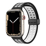 Silikonarmband mit Magnetverschluss und quadratischen Löchern, passend für Apple Watch Series 8 &amp; 7 (45 mm und 41 mm).