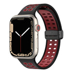 Silikonarmband mit Magnetverschluss und quadratischen Löchern, passend für Apple Watch Series 8 &amp; 7 (45 mm und 41 mm).