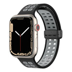 Silikonarmband mit Magnetverschluss und quadratischen Löchern, passend für Apple Watch Series 8 &amp; 7 (45 mm und 41 mm).
