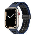 Silikonarmband mit Magnetverschluss und quadratischen Löchern, passend für Apple Watch Series 8 &amp; 7 (45 mm und 41 mm).