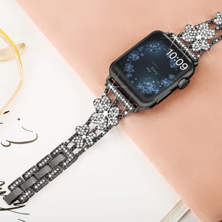 Dreiblättriges Kleeblatt-Diamantarmband, für Apple Watch Series 8 &amp; 7 (45 mm) und Apple Watch Series 8 &amp; 7 (41 mm)