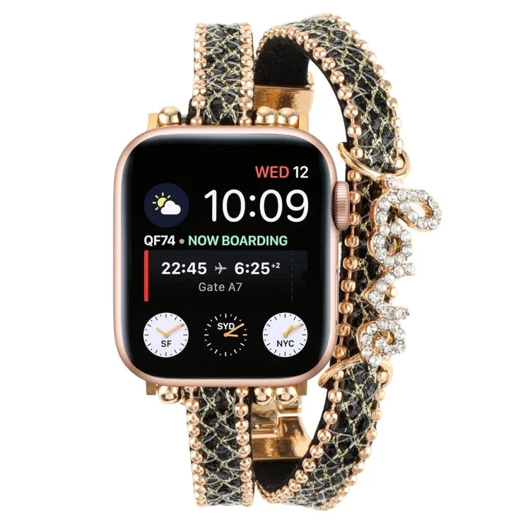 LOVE Leather Chain Watch Band, For Apple Watch Series 8&7 45mm, For Apple Watch Series 8&7 41mm