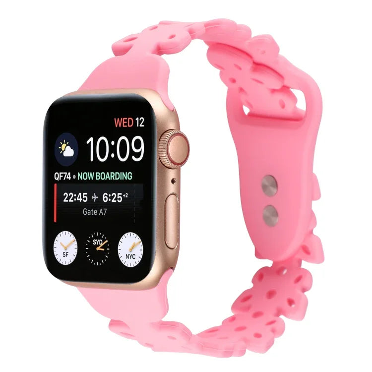 Silikon-Uhrenarmband mit Schmetterlingsmotiv, hohl, für Apple Watch Series 8 &amp; 7 (45 mm) und Apple Watch Series 8 &amp; 7 (41 mm)