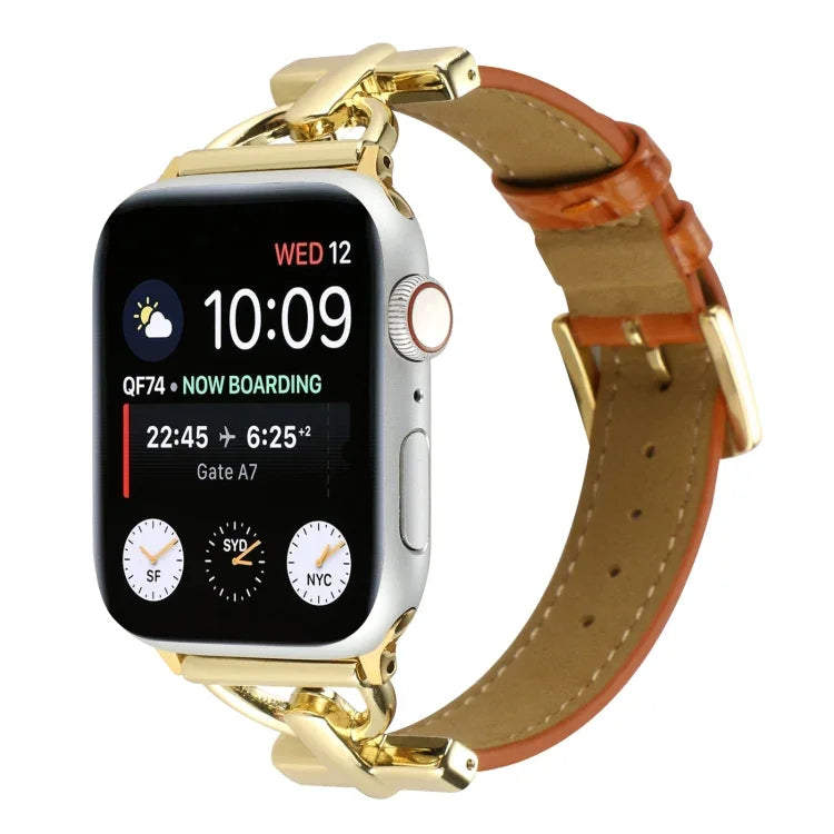 D-Buckle Cocodile Echtleder-Uhrenarmband, für Apple Watch Series 8 &amp; 7 (45 mm) und Apple Watch Series 8 &amp; 7 (41 mm)