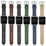 Silbernes Armband aus echtem Leder mit Dornschließe, passend für Apple Watch Series 8 &amp; 7 (45 mm und 41 mm).