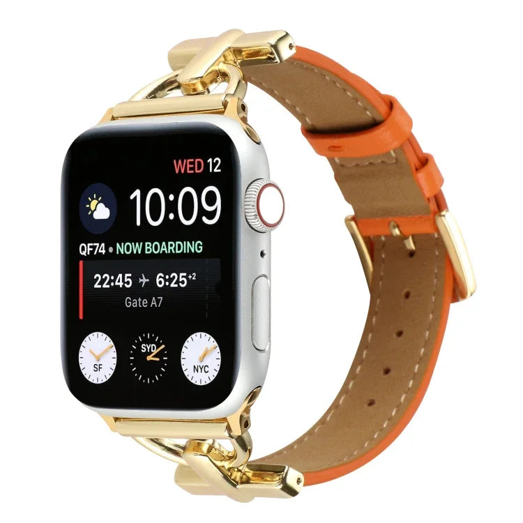 D-Buckle Armband aus echtem Leder, schlicht, für Apple Watch Series 8 &amp; 7 (45 mm) und Apple Watch Series 8 &amp; 7 (41 mm)