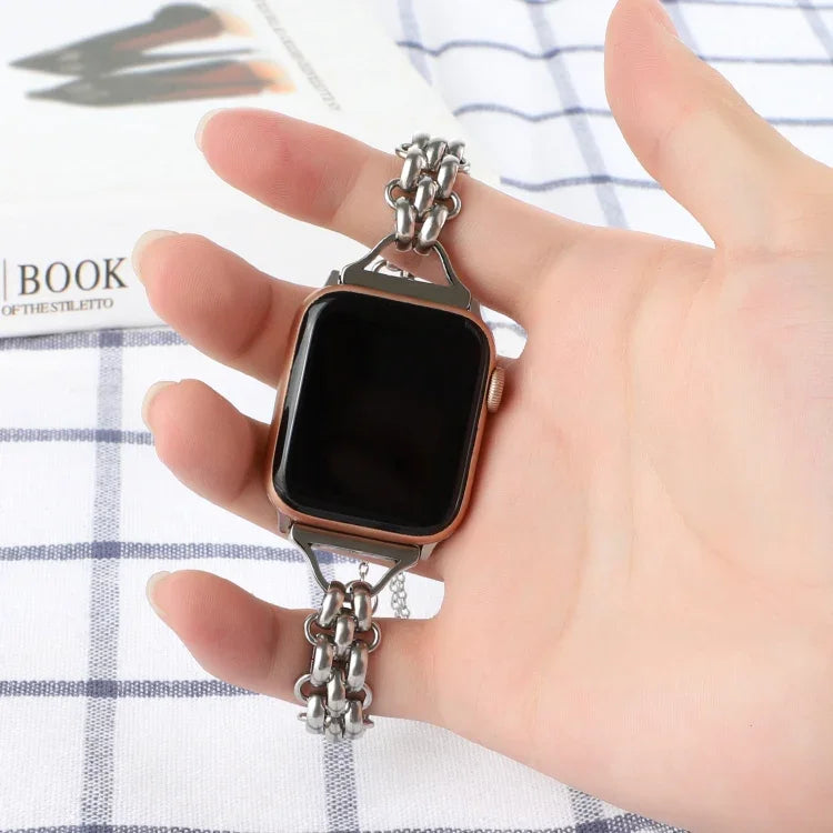 Dual-row Chain Metal Watch Band, For Apple Watch Series 8&7 45mm, For Apple Watch Series 8&7 41mm