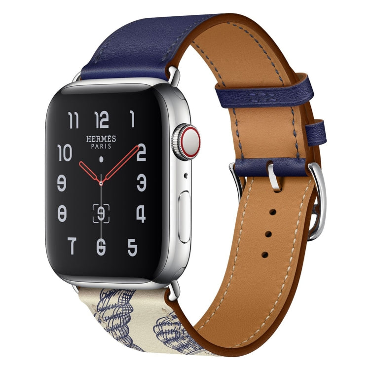 Uhrenarmband aus Leder mit Siebdruckmuster, für Apple Watch Series 7 41mm / 6 & SE & 5 & 4 40mm / 3 & 2 & 1 38mm, für Apple Watch Series 8&7 41mm / SE 2&6&SE&5&4 40mm / 3&2&1 38mm