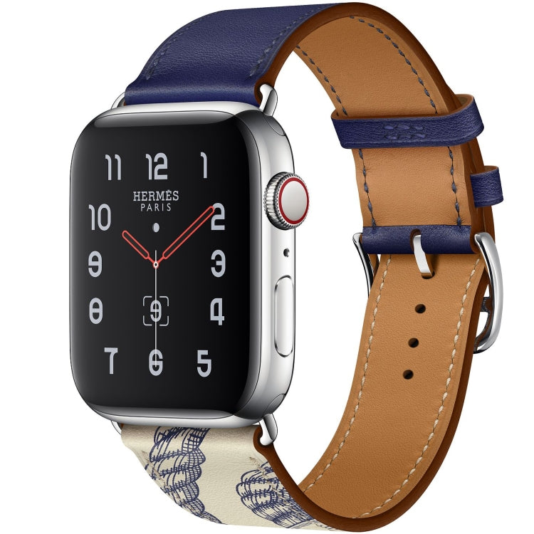 Uhrenarmband aus Leder mit Siebdruckmuster, für Apple Watch Series 7 41mm / 6 & SE & 5 & 4 40mm / 3 & 2 & 1 38mm, für Apple Watch Series 8&7 41mm / SE 2&6&SE&5&4 40mm / 3&2&1 38mm