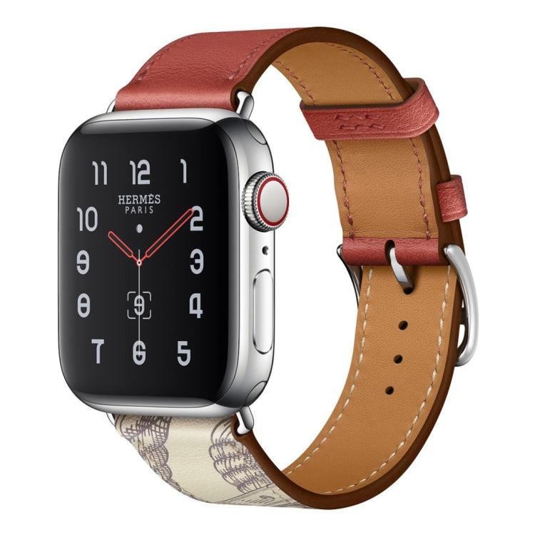 Uhrenarmband aus Leder mit Siebdruckmuster, für Apple Watch Series 7 41mm / 6 & SE & 5 & 4 40mm / 3 & 2 & 1 38mm, für Apple Watch Series 8&7 41mm / SE 2&6&SE&5&4 40mm / 3&2&1 38mm