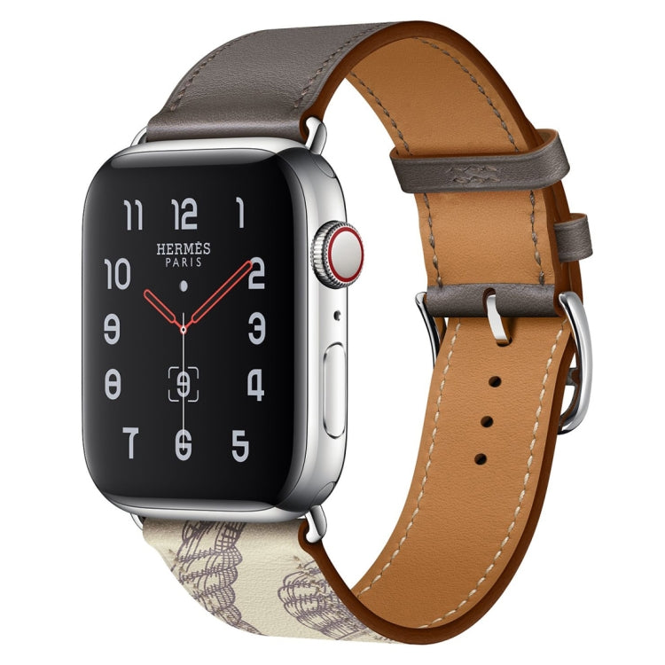 Uhrenarmband aus Leder mit Siebdruckmuster, für Apple Watch Series 7 41mm / 6 & SE & 5 & 4 40mm / 3 & 2 & 1 38mm, für Apple Watch Series 8&7 41mm / SE 2&6&SE&5&4 40mm / 3&2&1 38mm