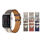 Uhrenarmband aus Leder mit Siebdruckmuster, für Apple Watch Series 7 41mm / 6 & SE & 5 & 4 40mm / 3 & 2 & 1 38mm, für Apple Watch Series 8&7 41mm / SE 2&6&SE&5&4 40mm / 3&2&1 38mm