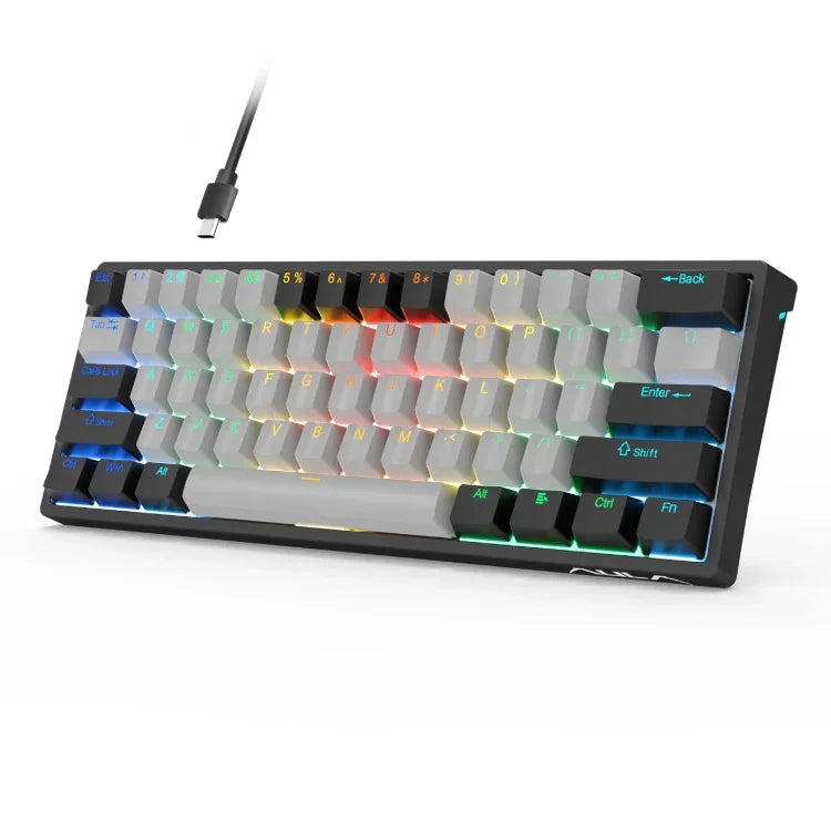 AULA F3261 Typ-C Kabelgebundene Hot-Swap-fähige Mechanische RGB-Tastatur mit 61 Tasten