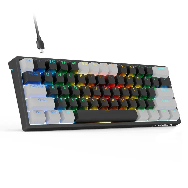 AULA F3261 Typ-C Kabelgebundene Hot-Swap-fähige Mechanische RGB-Tastatur mit 61 Tasten