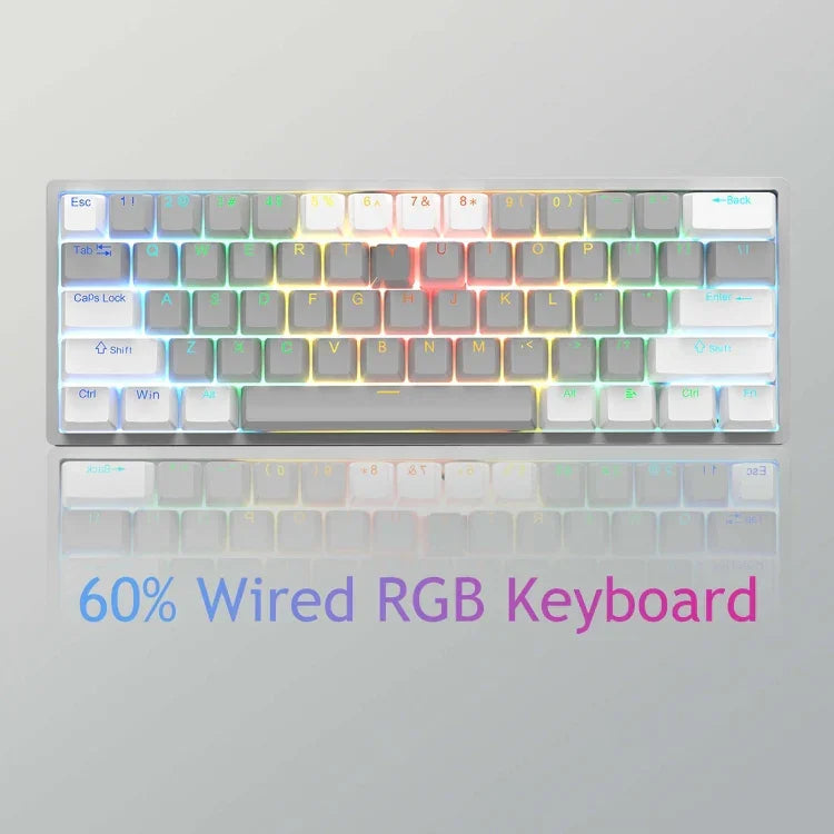 AULA F3261 Typ-C Kabelgebundene Hot-Swap-fähige Mechanische RGB-Tastatur mit 61 Tasten