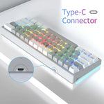 AULA F3261 Typ-C Kabelgebundene Hot-Swap-fähige Mechanische RGB-Tastatur mit 61 Tasten