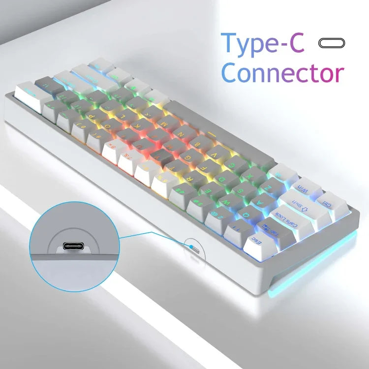 AULA F3261 Typ-C Kabelgebundene Hot-Swap-fähige Mechanische RGB-Tastatur mit 61 Tasten