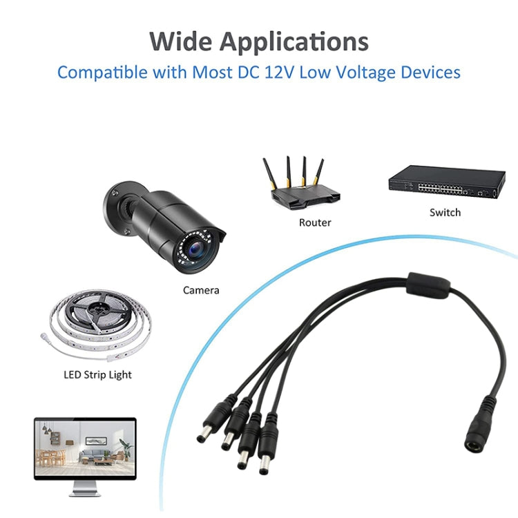 DC-Buchse auf DC-Stecker Verlängerungskabel, 0,37 m 4-fach, 0,42 m 8-fach, 0,37 m 6-fach, 0,37 m 3-fach, 0,5 m 16-fach