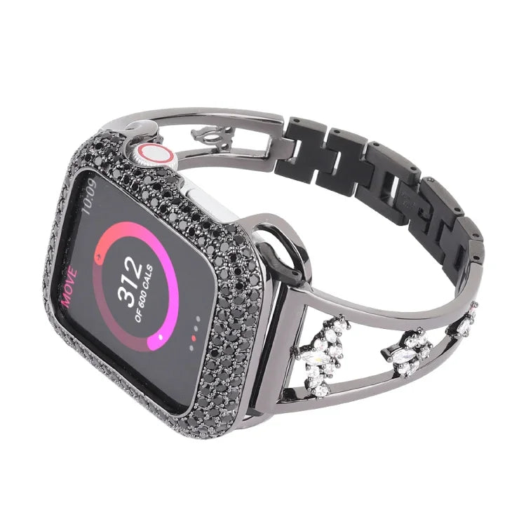 Zirkon-Metallarmband in Kupferoptik, passend für Apple Watch Ultra 49 mm / Series 8 &amp; 7 45 mm / SE 2 &amp; 6 &amp; SE &amp; 5 &amp; 4 44 mm / 3 &amp; 2 &amp; 1 42 mm und 41 mm / SE 2 &amp; 6 &amp; SE &amp; 5 &amp; 4 40 mm / 3 &amp; 2 &amp; 1 38 mm