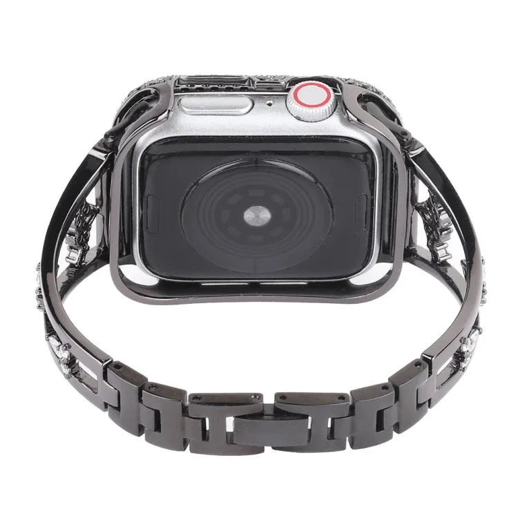 Zirkon-Metallarmband in Kupferoptik, passend für Apple Watch Ultra 49 mm / Series 8 &amp; 7 45 mm / SE 2 &amp; 6 &amp; SE &amp; 5 &amp; 4 44 mm / 3 &amp; 2 &amp; 1 42 mm und 41 mm / SE 2 &amp; 6 &amp; SE &amp; 5 &amp; 4 40 mm / 3 &amp; 2 &amp; 1 38 mm