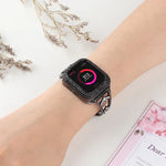 Zirkon-Metallarmband in Kupferoptik, passend für Apple Watch Ultra 49 mm / Series 8 &amp; 7 45 mm / SE 2 &amp; 6 &amp; SE &amp; 5 &amp; 4 44 mm / 3 &amp; 2 &amp; 1 42 mm und 41 mm / SE 2 &amp; 6 &amp; SE &amp; 5 &amp; 4 40 mm / 3 &amp; 2 &amp; 1 38 mm