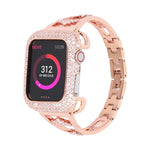 Zirkon-Metallarmband in Kupferoptik, passend für Apple Watch Ultra 49 mm / Series 8 &amp; 7 45 mm / SE 2 &amp; 6 &amp; SE &amp; 5 &amp; 4 44 mm / 3 &amp; 2 &amp; 1 42 mm und 41 mm / SE 2 &amp; 6 &amp; SE &amp; 5 &amp; 4 40 mm / 3 &amp; 2 &amp; 1 38 mm