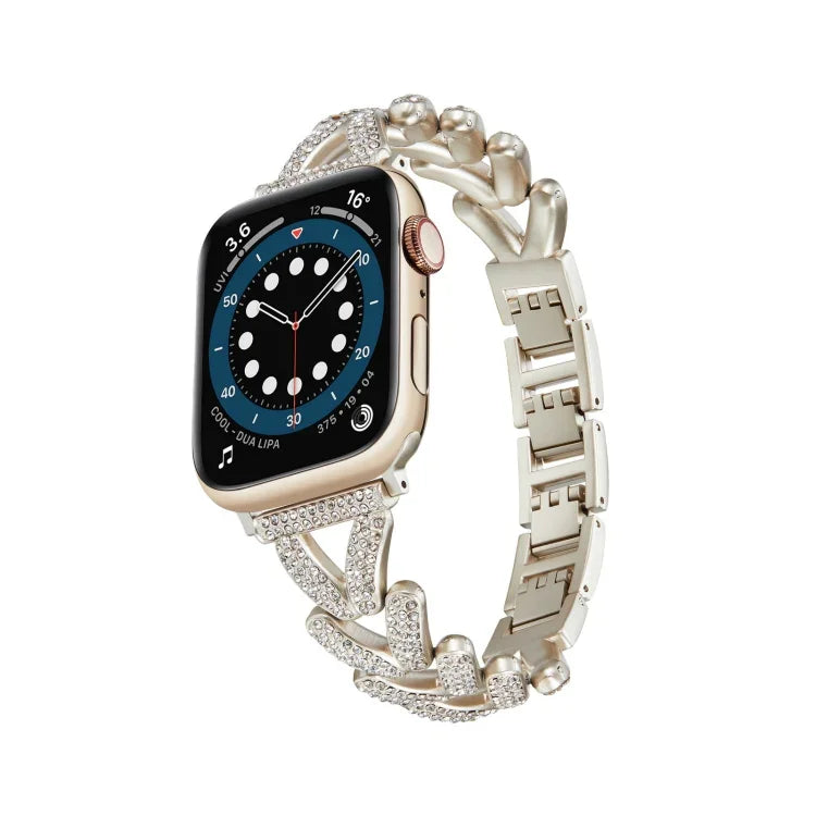 Triangle Diamond Metal Watch Band, For Apple Watch Ultra 49mm / Series 8&7 45mm / SE 2&6&SE&5&4 44mm / 3&2&1 42mm, For Apple Watch Series 8&7 41mm / SE 2&6&SE&5&4 40mm / 3&2&1 38mm