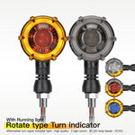 1 Pair Motorcycles Universal Rotating LED Dual-color Flow Turn Signal Light
