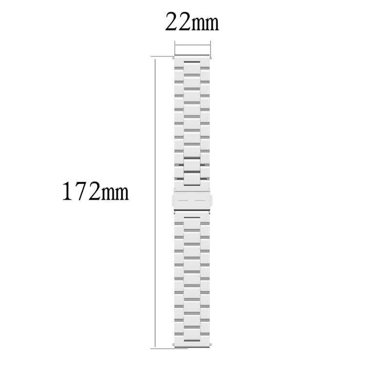 22mm Three Bead Stainless Steel Metal Watch Band, For Honor Watch GS 3i