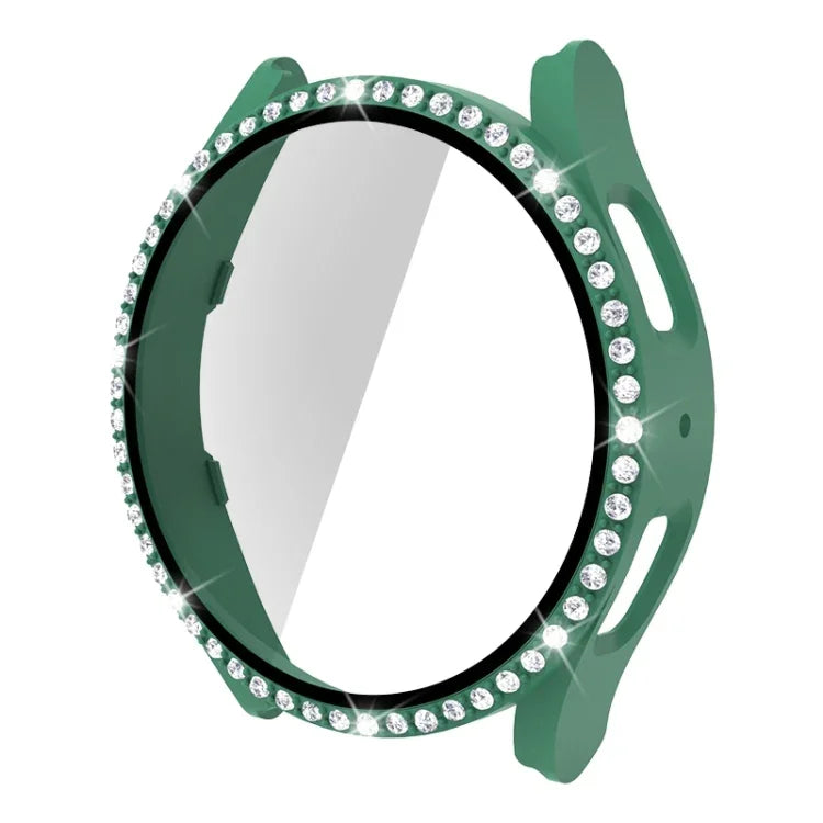 Einreihiges Diamant-Gehäuse aus Polycarbonat und gehärtetem Glas, für Samsung Galaxy Watch5 44 mm