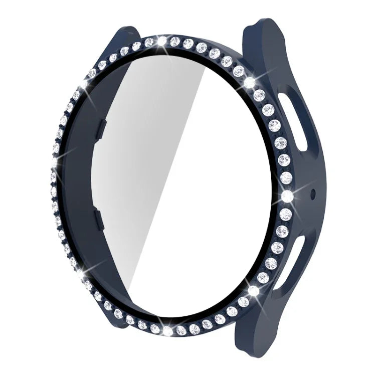 Einreihiges Diamant-Gehäuse aus Polycarbonat und gehärtetem Glas, für Samsung Galaxy Watch5 44 mm