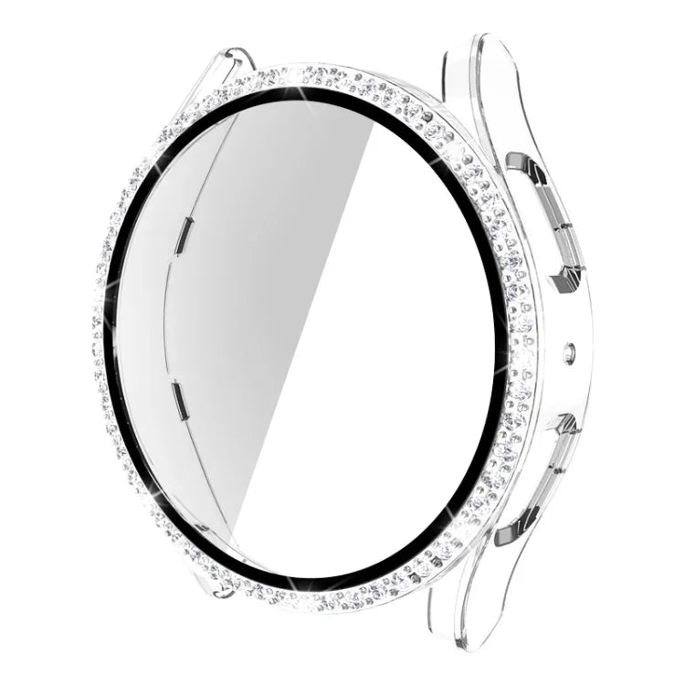 Einreihiges Diamant-Gehäuse aus Polycarbonat und gehärtetem Glas, für Samsung Galaxy Watch5 44 mm