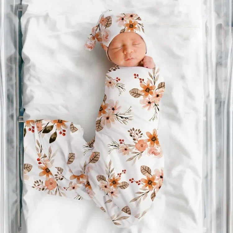 Neugeborenes Baby Dreiteiliges Pucktuch Mütze Stirnband
