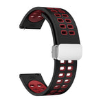 Double-row Hole Folding Silver Buckle Two-color Silicone Watch Band, 20mm, 22mm