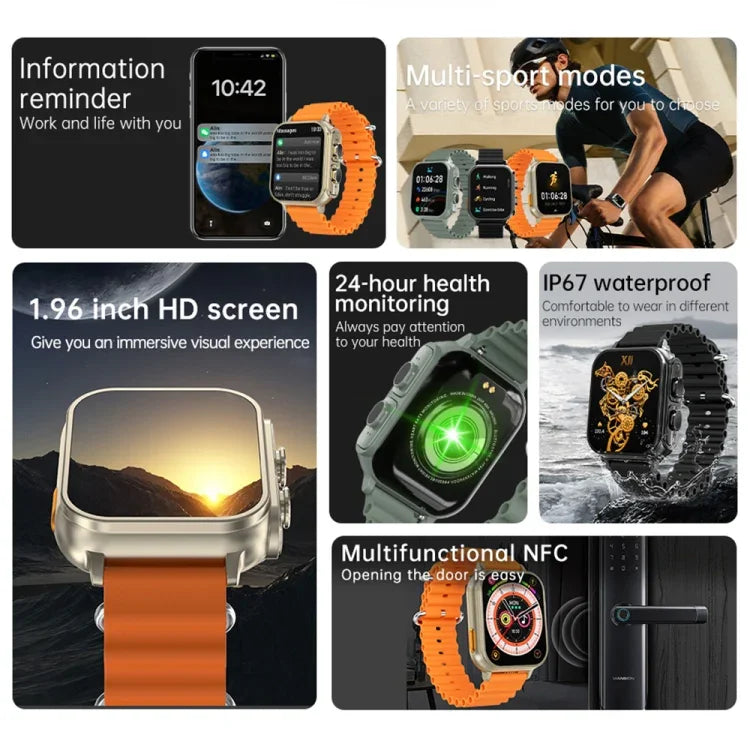 N22 2-in-1 1,96 Zoll HD-Display Sport Bluetooth-Kopfhörer Smartwatch