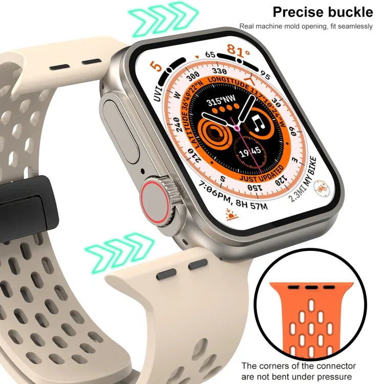 Silikonarmband mit Magnetverschluss, für Apple Watch Series 8 &amp; 7 (41 mm) und Apple Watch Series 8 &amp; 7 (45 mm)