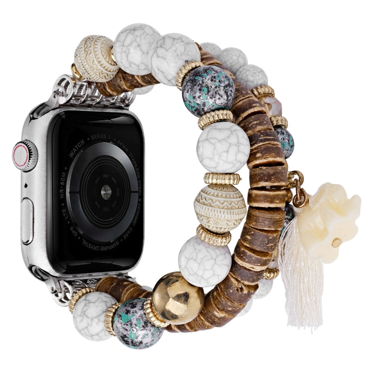Perlen Elefantenanhänger-Armband, für Apple Watch Series 10 46mm, für Apple Watch Series 10 42mm, für Apple Watch SE 2023 44mm, für Apple Watch SE 2023 40mm, für Apple Watch Ultra 2 49mm, für Apple Watch 9 45mm, für Apple Watch 9 41mm